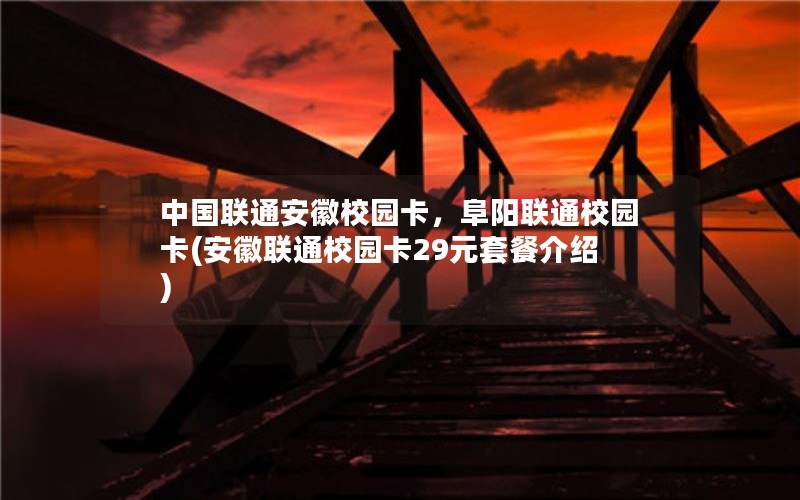 中国联通安徽校园卡，阜阳联通校园卡(安徽联通校园卡29元套餐介绍)