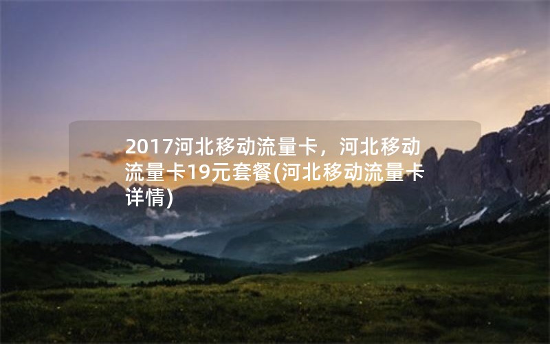 2017河北移动流量卡，河北移动流量卡19元套餐(河北移动流量卡详情)