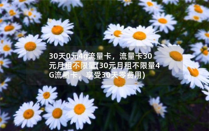 30天0元4g流量卡，流量卡30元月租不限量(30元月租不限量4G流量卡，享受30天零费用)