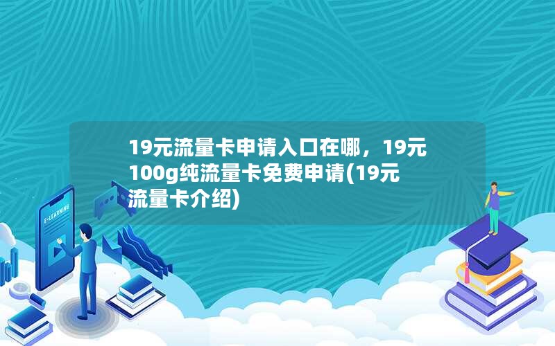 19元流量卡申请入口在哪，19元100g纯流量卡免费申请(19元流量卡介绍)