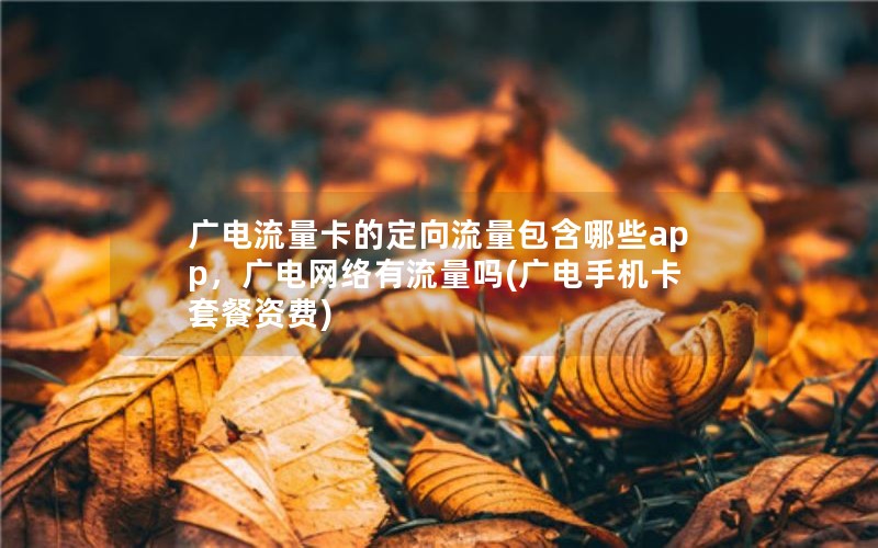 广电流量卡的定向流量包含哪些app，广电网络有流量吗(广电手机卡套餐资费)