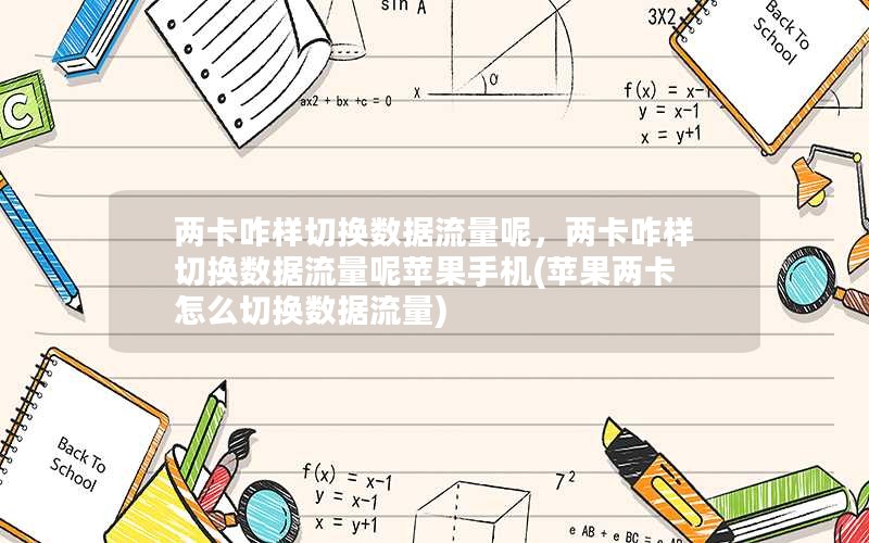 两卡咋样切换数据流量呢，两卡咋样切换数据流量呢苹果手机(苹果两卡怎么切换数据流量)