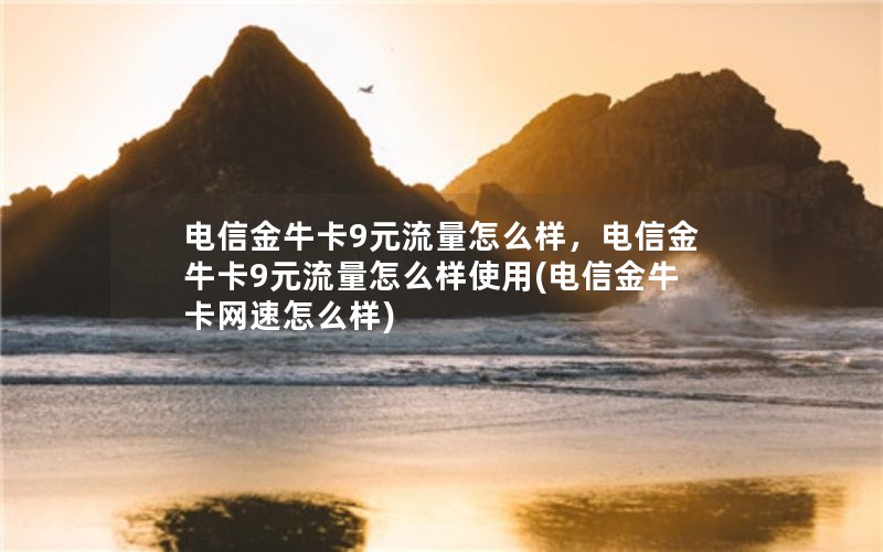 电信金牛卡9元流量怎么样，电信金牛卡9元流量怎么样使用(电信金牛卡网速怎么样)