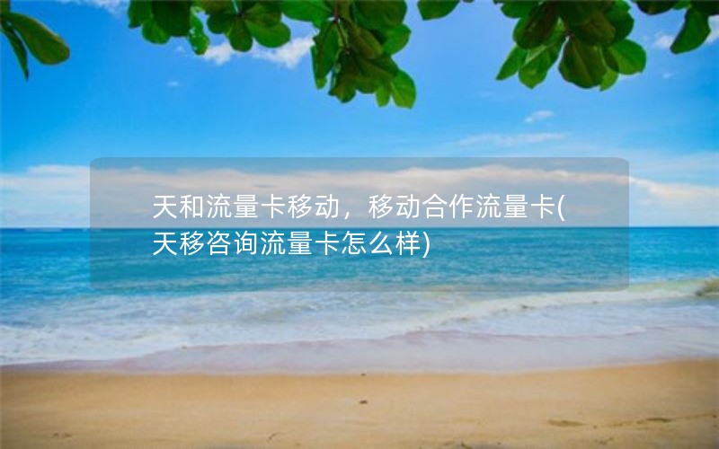 天和流量卡移动，移动合作流量卡(天移咨询流量卡怎么样)