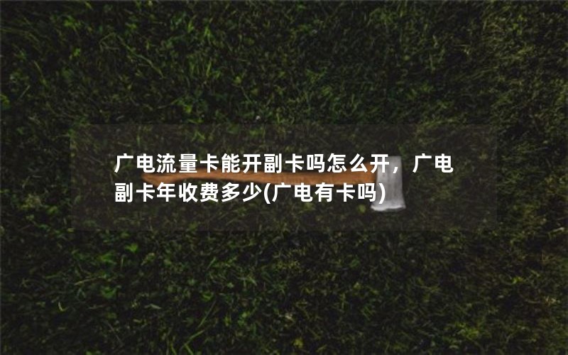 广电流量卡能开副卡吗怎么开，广电副卡年收费多少(广电有卡吗)