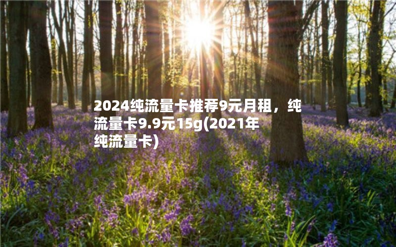 2024纯流量卡推荐9元月租，纯流量卡9.9元15g(2021年纯流量卡)