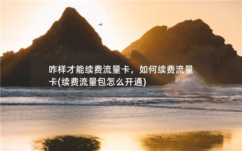 咋样才能续费流量卡，如何续费流量卡(续费流量包怎么开通)