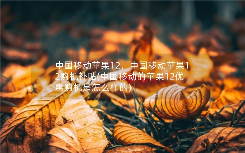 中国移动苹果12，中国移动苹果12购机补贴(中国移动的苹果12优惠购机是怎么样的)