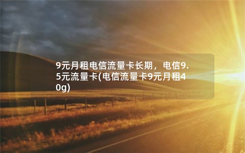 9元月租电信流量卡长期，电信9.5元流量卡(电信流量卡9元月租40g)