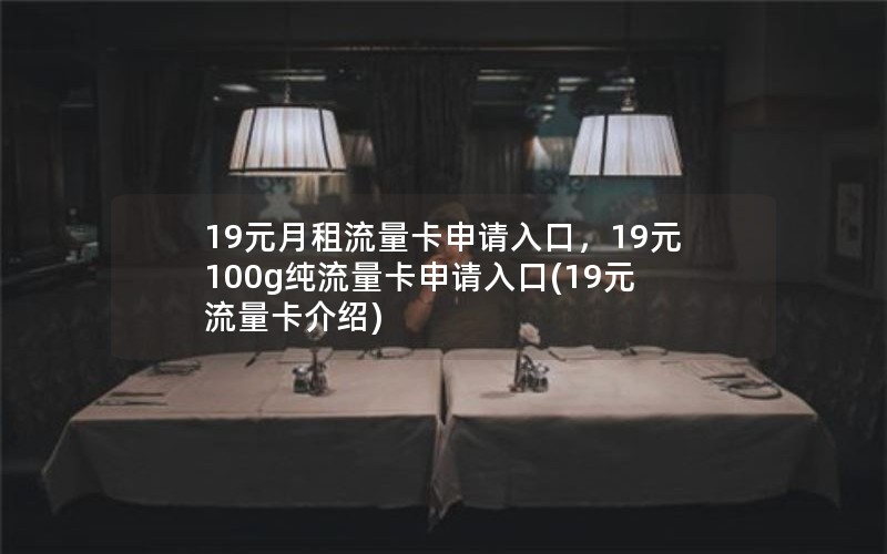 19元月租流量卡申请入口，19元100g纯流量卡申请入口(19元流量卡介绍)