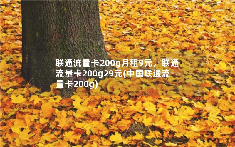 联通流量卡200g月租9元，联通流量卡200g29元(中国联通流量卡200g)