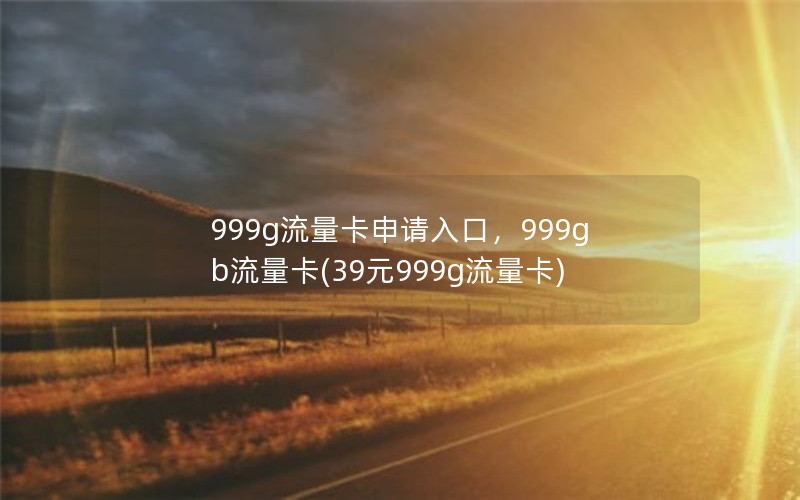 999g流量卡申请入口，999gb流量卡(39元999g流量卡)