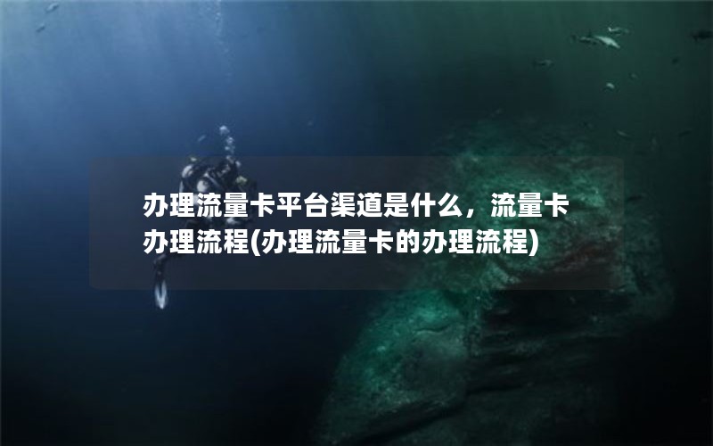 办理流量卡平台渠道是什么，流量卡办理流程(办理流量卡的办理流程)