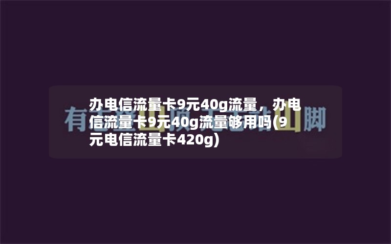 办电信流量卡9元40g流量，办电信流量卡9元40g流量够用吗(9元电信流量卡420g)