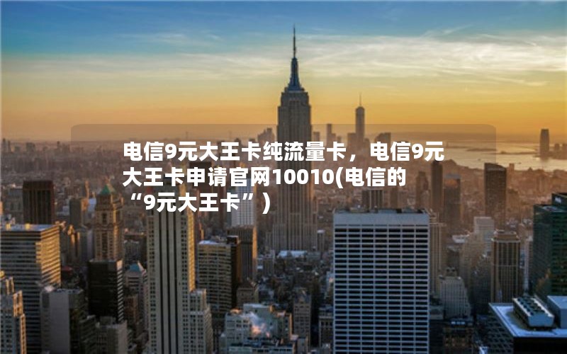 电信9元大王卡纯流量卡，电信9元大王卡申请官网10010(电信的“9元大王卡”)