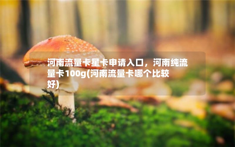 河南流量卡星卡申请入口，河南纯流量卡100g(河南流量卡哪个比较好)