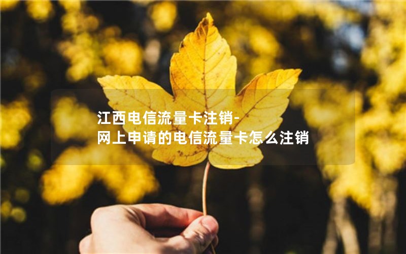 江西电信流量卡注销-网上申请的电信流量卡怎么注销