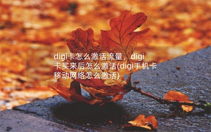 digi卡怎么激活流量，digi卡买来后怎么激活(digi手机卡移动网络怎么激活)