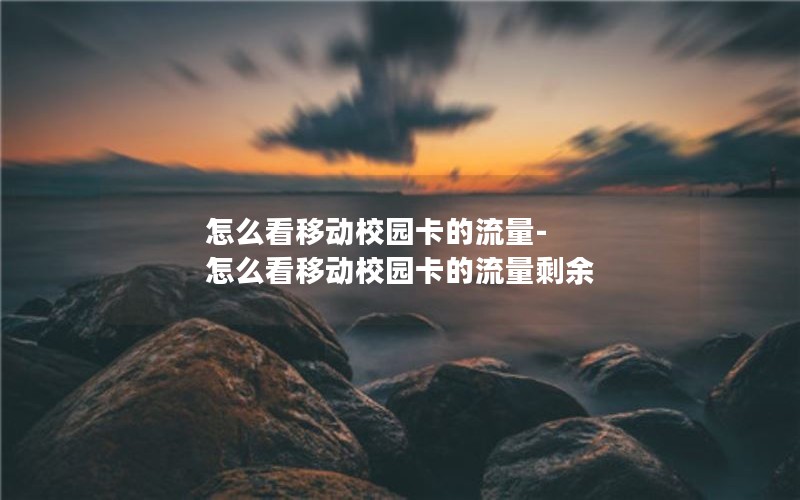 怎么看移动校园卡的流量-怎么看移动校园卡的流量剩余