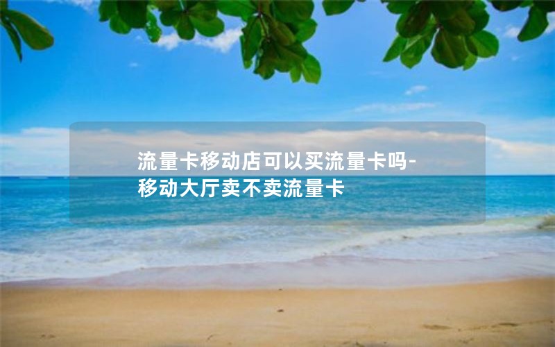 流量卡移动店可以买流量卡吗-移动大厅卖不卖流量卡