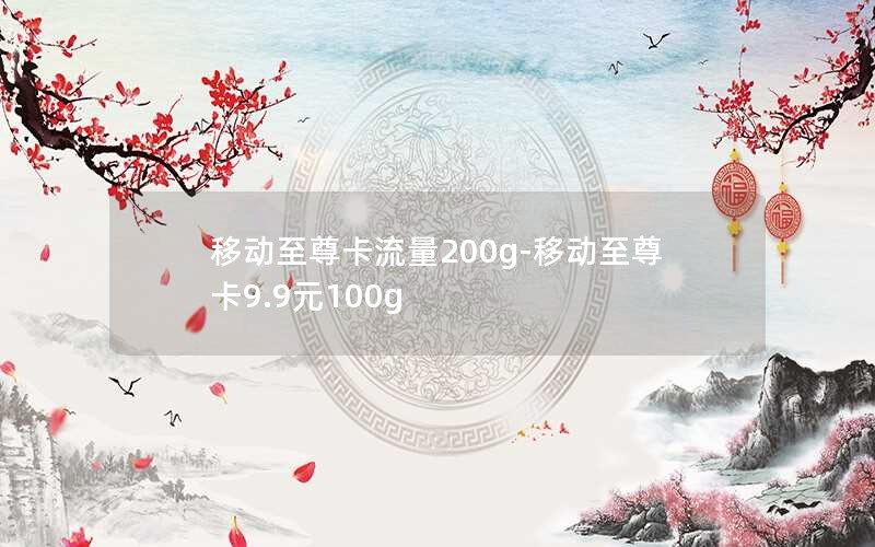 移动至尊卡流量200g-移动至尊卡9.9元100g