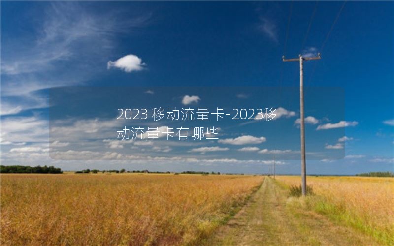 2023 移动流量卡-2023移动流量卡有哪些