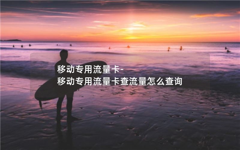 移动专用流量卡-移动专用流量卡查流量怎么查询