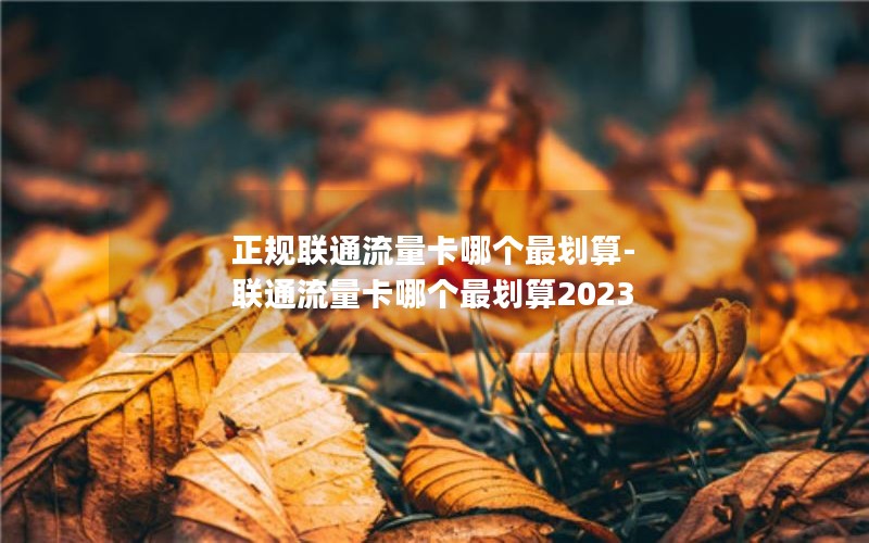 正规联通流量卡哪个最划算-联通流量卡哪个最划算2023